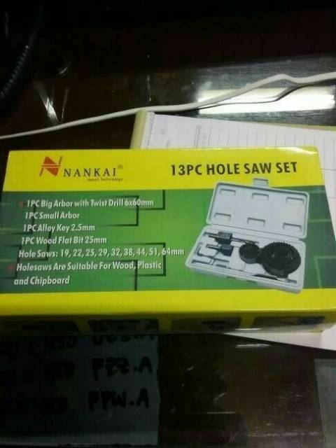 HOLESAW KIT HOLE SAW KIT NANKAI 13 PCS MATA BOR KAYU MATA BOR PELUBANG KAYU NANKAI 13PCS