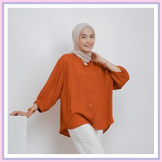 Kemeja Wanita Jumbo Ld 130 Atasan Big Size t Kekinian Baju Kerja Jumbo Cewek Perempuan Motif Square 