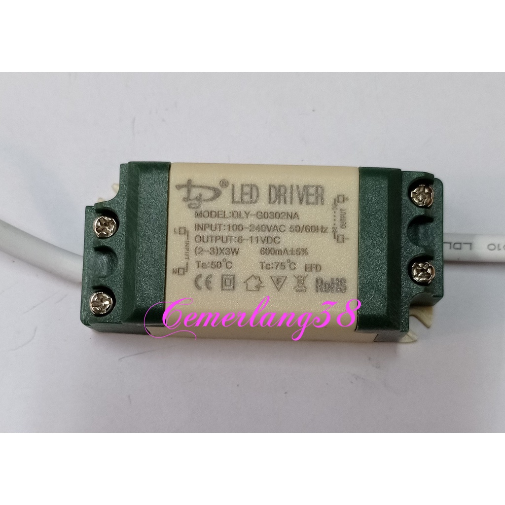 LED Driver 2-3x3 Watt 600 mA Casing Plastik