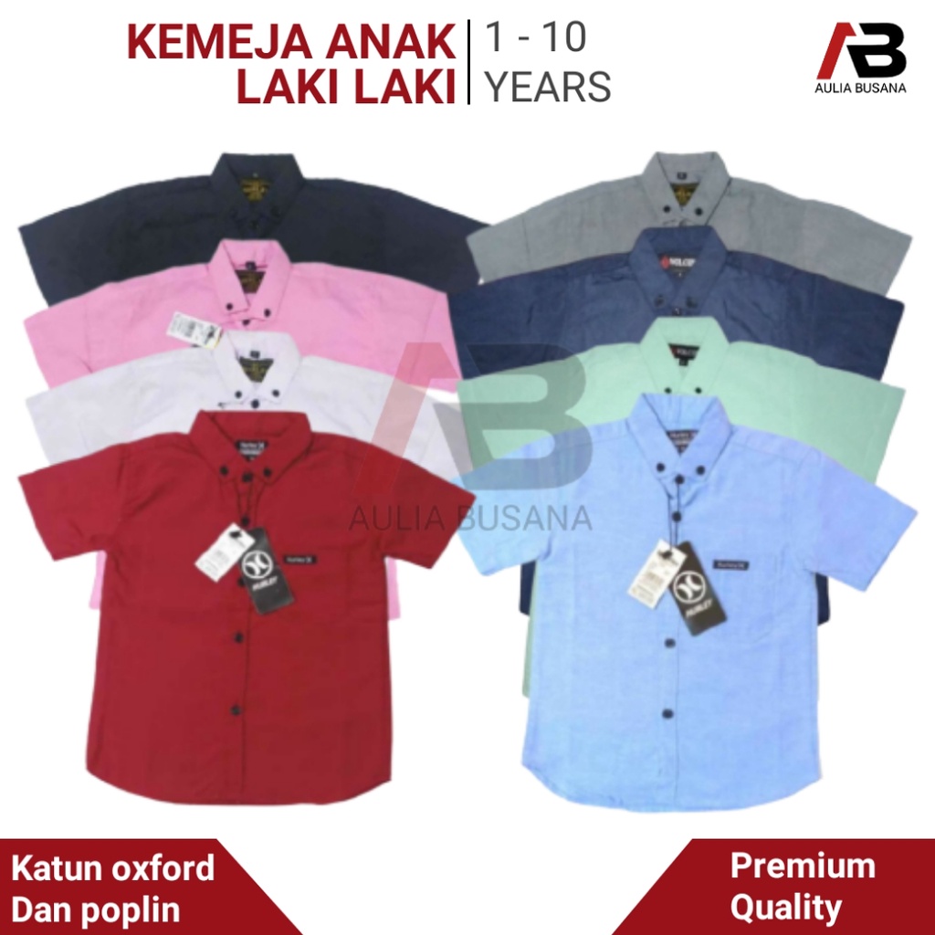 Baju Kemeja Anak Laki Laki Lengan Pendek Umur 1-12 Tahun Import Distro Casual Hem Anak Bayi Cowok Polos Murah Meriah