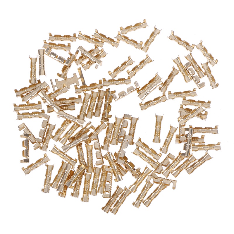 (LUCKID) 100pcs Konektor terminal Kabel Listrik Bahan Tembaga Kuningan 0.5-1.5mm2