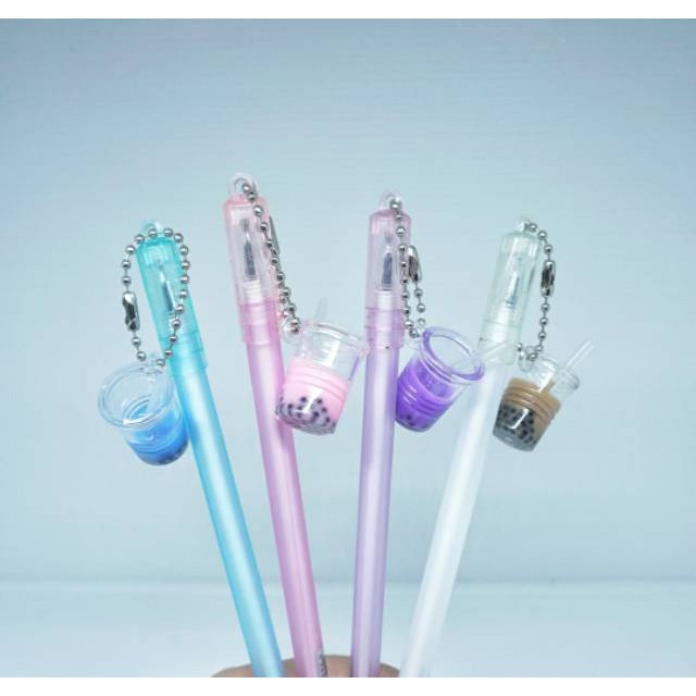 GROSIR 1 LUSINAN 12 PCS PEN BOLPEN PENA PULPEN BUBBLE TEA BOBA MILK BROWN SUGAR UNIK LUCU READY COD-4