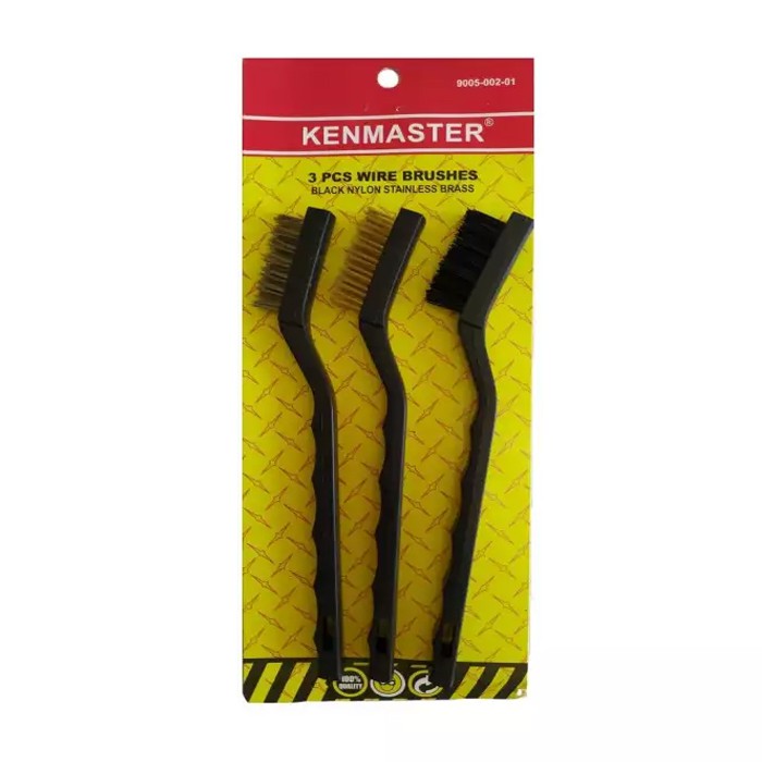 Sikat Kawat 3 pcs - Kenmaster Sikat Kawat Mini 7 inch - Kawat Mini Set Baja Nylon Kuningan