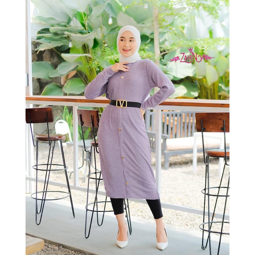 FATHIA KNIT MIDI DRESS original zahin Korea style terbaru ecer grosir reseller dropshiper