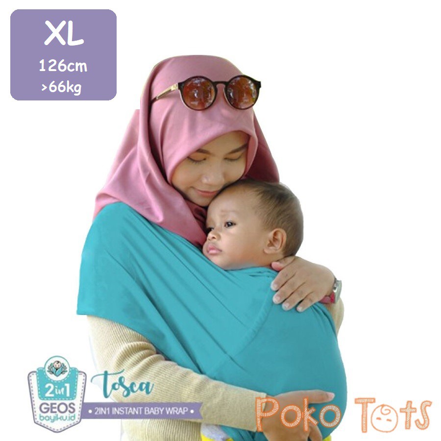 Bayiku Upgrade LARGE (L) Geos 2in1 With Sashbelt Instant Baby Wrap Sash Belt Gendongan Bayi Instan