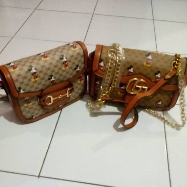 Tas gucci mickey tali rantai size besar