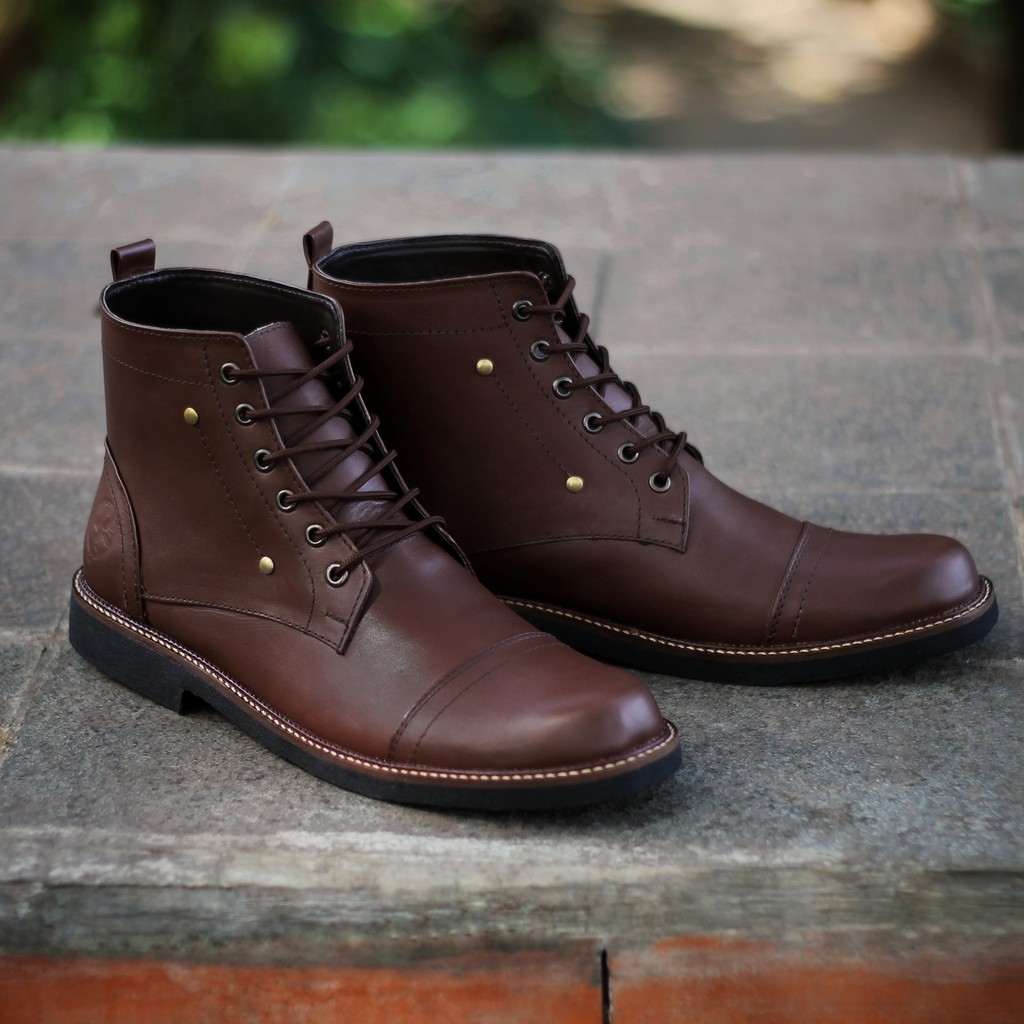 Overture Brown | Sepatu Kulit Asli Safety Boot Vintage Klasik Besi Original Footwear | FORIND x Reyl