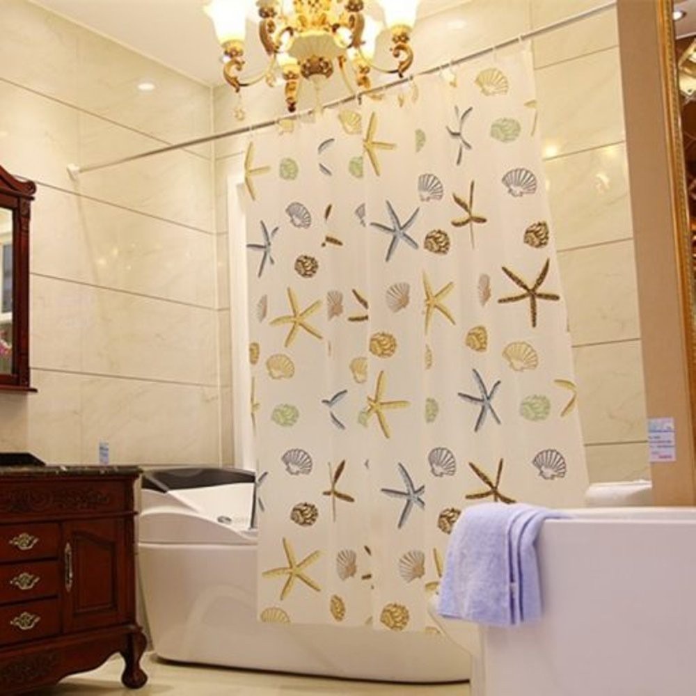 Gorden Kamar Mandi - Shower Curtain - Tirai Kamar Mandi Anti Air PEVA Sudah Dilengkapi Pengait Motif - Random