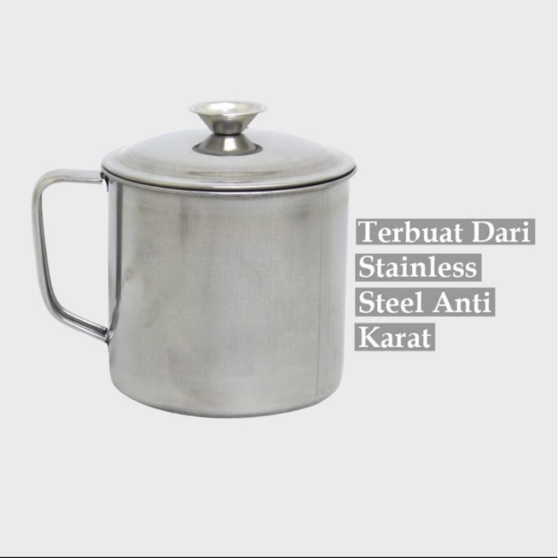 MUG STAINLESS TUTUP/MUG CANGKIR STAINLESS UKURAN 10CM &amp; 12CM