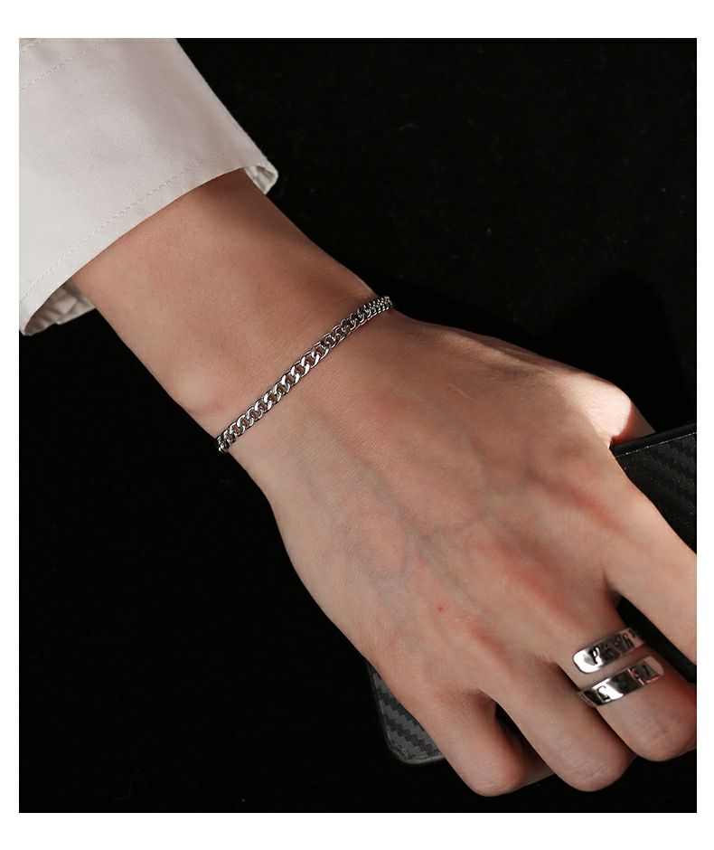 Gelang Rantai Kuba Bahan Titanium Ukuran 3.5mm Untuk Pria Dan Wanita