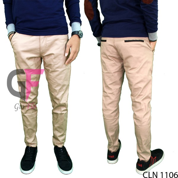 GIOFLO Chino Pants Celana Panjang Pria Casual Terbaru Krem / CLN 1106