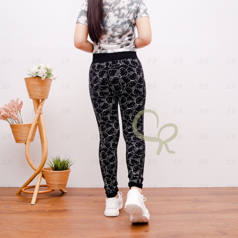 Celana Legging Import Wanita Fullprint Kitty Melar Jumbo