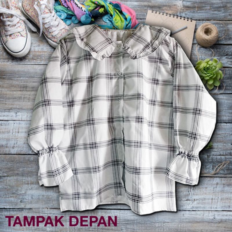 KEMEJA  / BLOUSE KOTAK KRAH REMPEL