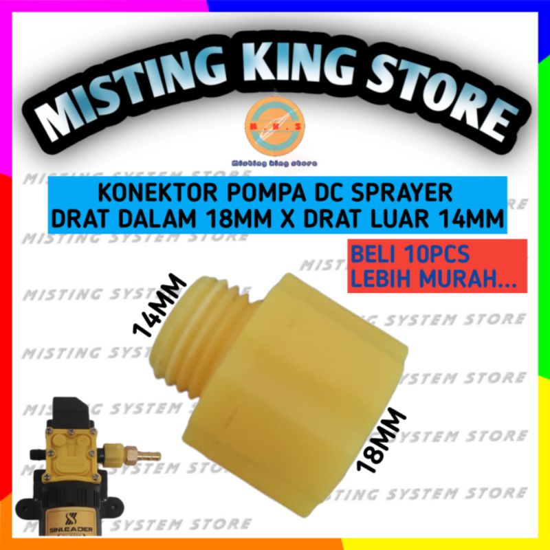 NEPEL SOCKET DRAT DALAM 18MM KE 14MM DRAT LUAR + KARET ORING RUBBER UNTUK KONEKTOR SAMBUNGAN POMPA DC 12V NIPPLE SPRAYER SANCHIN M14 MM