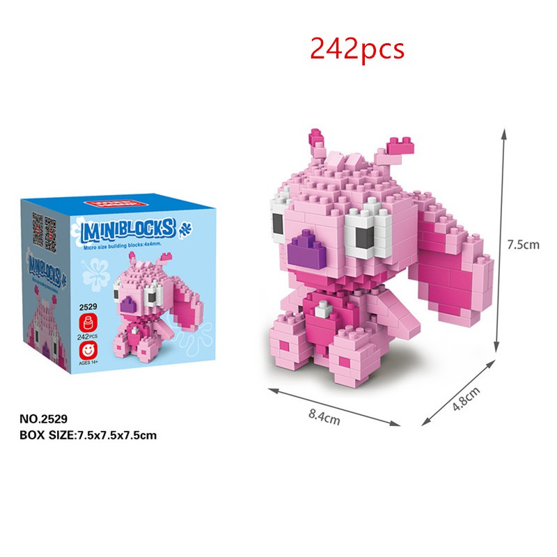 236-313pcs Partikel Lilo Stitch Blok Bangunan Mainan Dengan Kotak Batu Bata Nano Berlian Stitch Action Figure Mainan Edukasi Anak