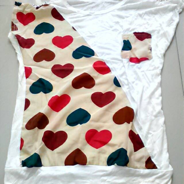Kaos Trendy kombinasi 2 warna Untuk Wanita Cewek warna Putih