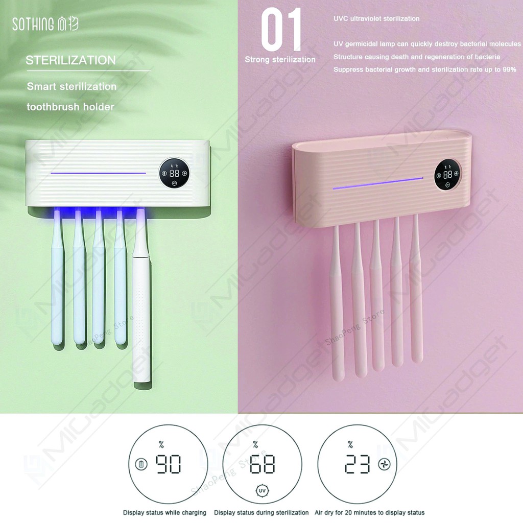 Sothing Toothbrush Sterilizer Holder Box Tempat Sikat Gigi Antibakteri