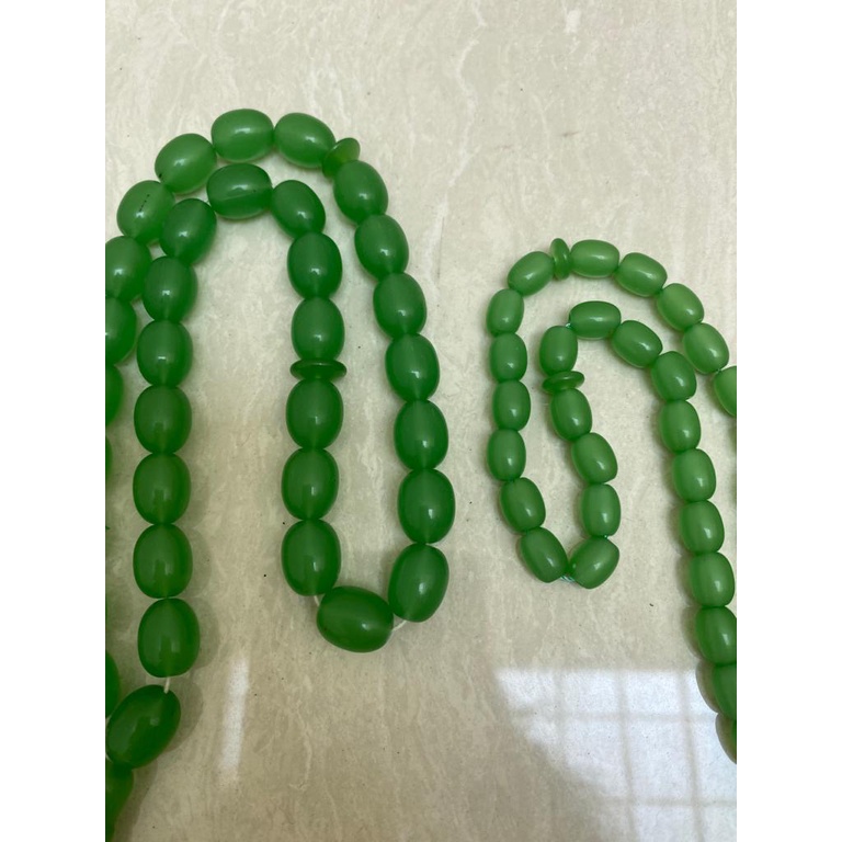 TASBIH TASBEH BATU GIOK HIJAU PREMIUM 33 BUTIR 8 MM DAN 5 MM