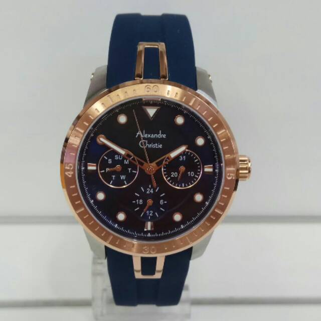 Jam Tangan Alexandre Christie ac2772 ladies biru rose gold