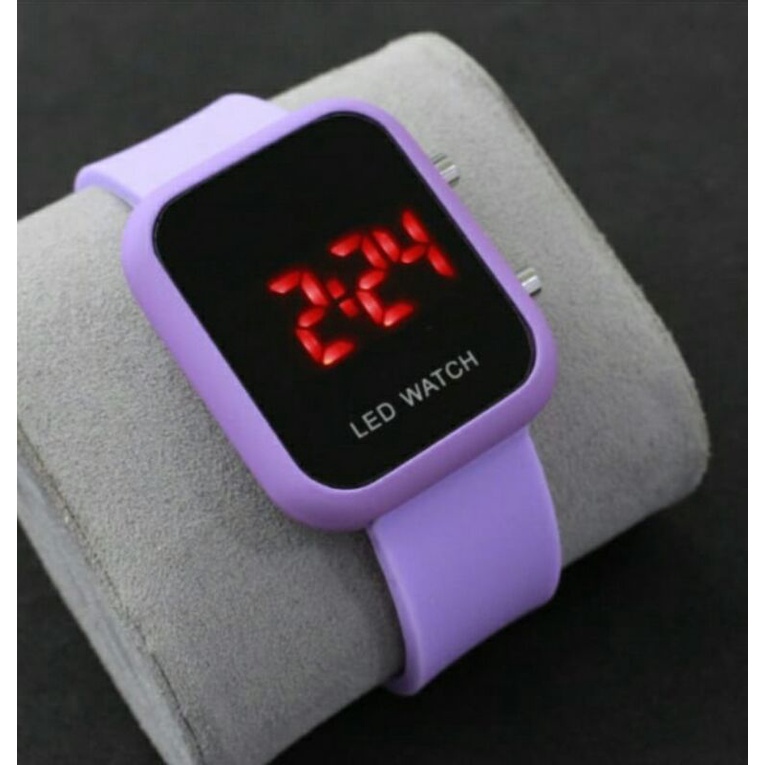 jam tangan LED Digital wanita jam tangan digital LED watch / jam tangan kekinian LED Digital / jam led karakter-ungu muda