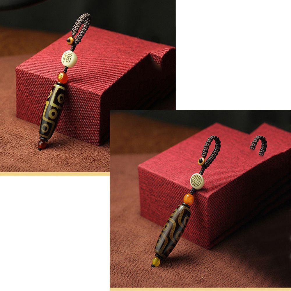 [Elegan] Sembilan Mata Tibet Dzi Liontin Gantungan Kunci Aksesoris Tas Tangan Hadiah Pesta Gantungan Kunci Mobil Souvenir Pernikahan Charms Pendant Key Holder Tibet Heaven Bead Keyring