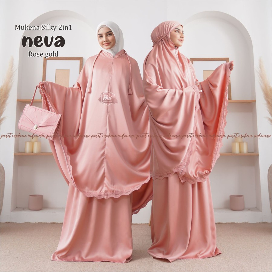 Mukena original rayon dewasa wanita polos Renda Mewah D7A0 parasut 2 IN 1 Murah Bisa Cod putih premi