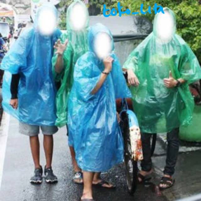 Jas Hujan Plastik Poncho (Sekali Pakai) Poncho Lengan  == Murah