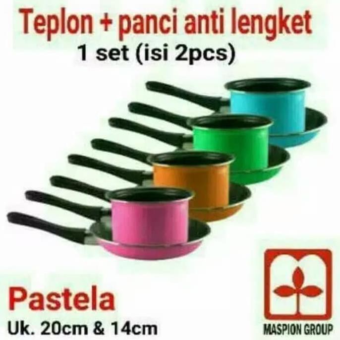Maspion Panci Set Pastella Fry Pan 20Cm + Milk Pan 14Cm