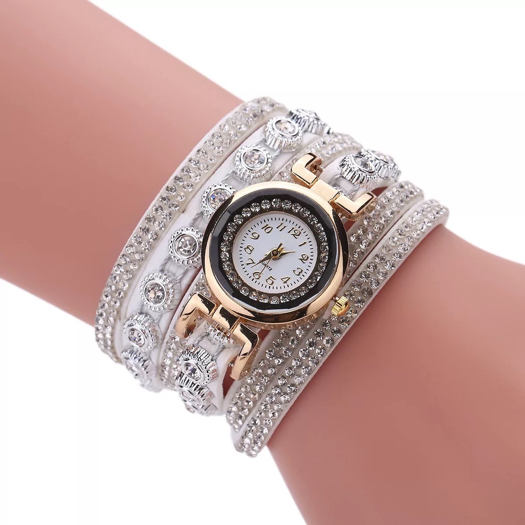 JAM TANGAN GELANG WANITA FASHION GAYA KOREA DENGAN BERLIAN (FREE BOX)