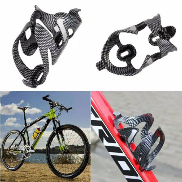 Holder tempat botol air minum sepeda dan motor motif carbon