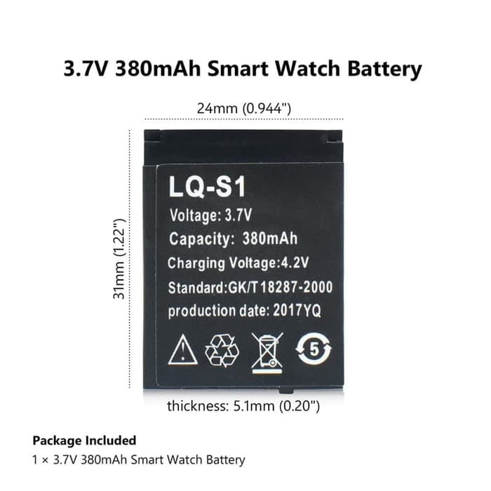 Baterai Batre Smart Watch LQ-S1 Double Power For A1 U9 U10 V8 W8 X6 DZ-09 QW-09 GT08 Mito 555