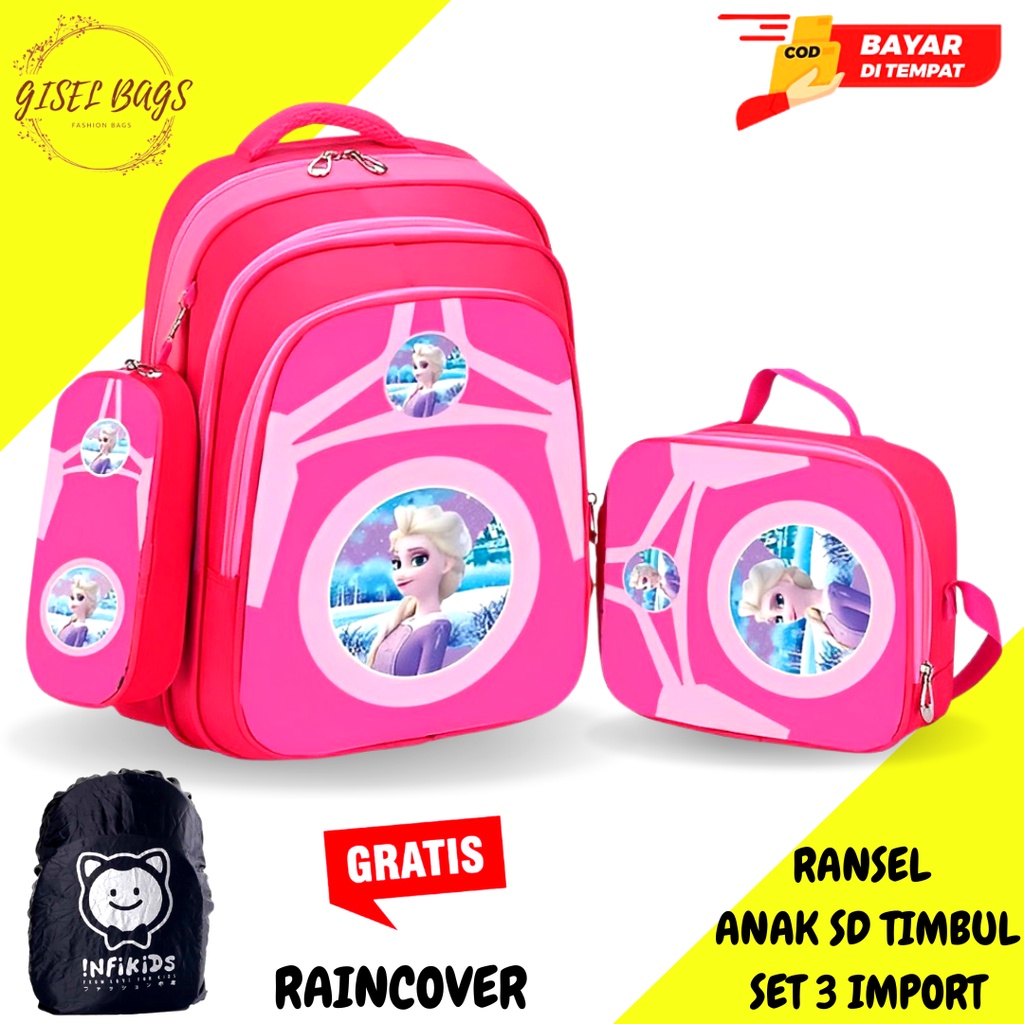 GB Tas ransel perempuan anak sd tas ransel sekolah wanita import gambar timbul