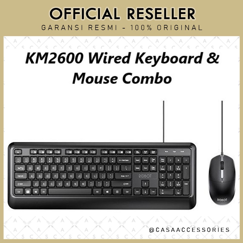 Robot KM2600 Keyboard &amp; Mouse Kabel Komputer / Laptop Combo New KM2500