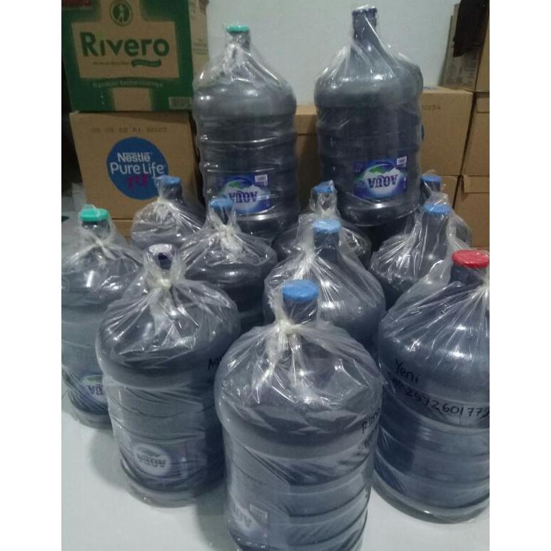 Aqua Galon Kosong Aqua Kinclong Dibungkus Plastik / Vit / Rivero / Crystaline / Oasis / Vica / Prist