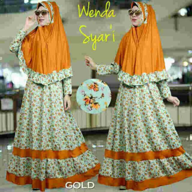 Wenda Syari Floral Bahan Bubble Pop / Fashion Muslim / Gamis Syari / COD