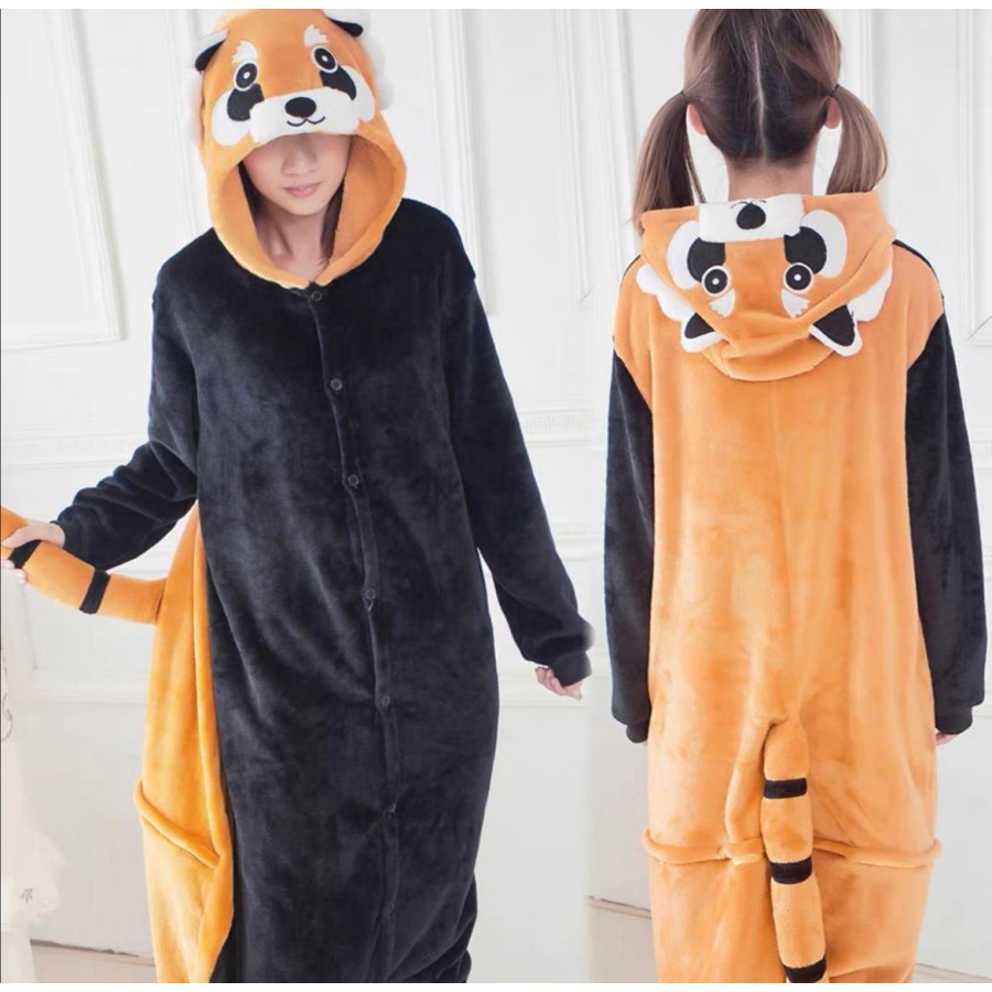 BAJU ONESIE KOSTUM RAKUN RACOON KIGURUMI IMPOR - M Helloween SENSEI SPIDERMAN Bulu Telinga Kelinci A