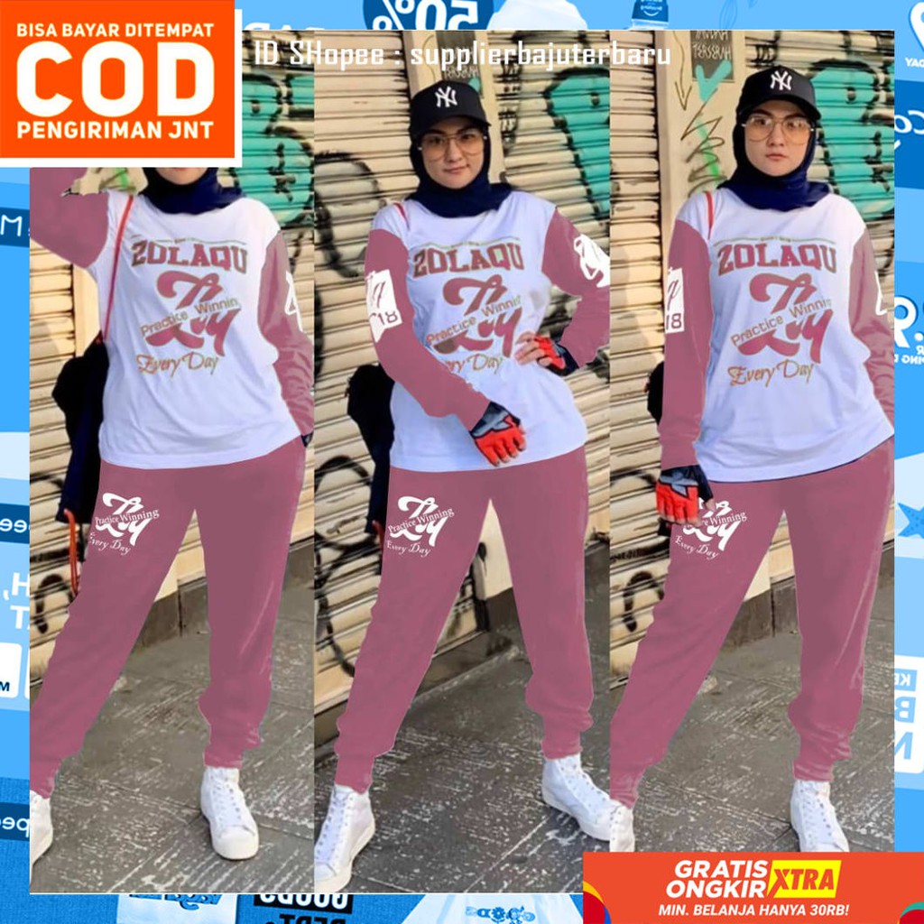 SETELAN SENAM OLAHRAGA AEROBIK SET SENAM ZUMBA ROK PINK ABU ROK SET SENAM MUSLIM HIJAB I.108060729.7