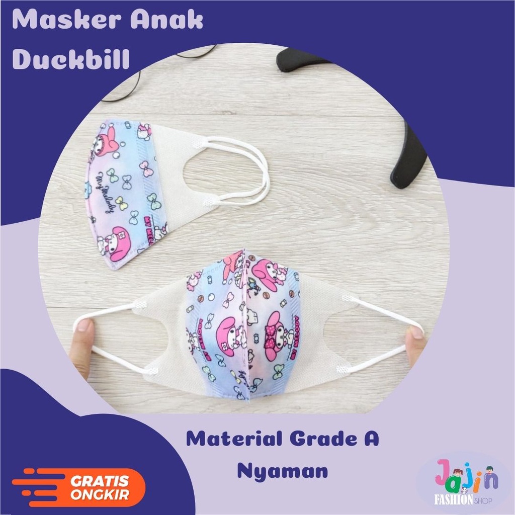 (Duckbill) Masker Duckbill Anak 3 Ply Full Motif Hello Kitty My Melody