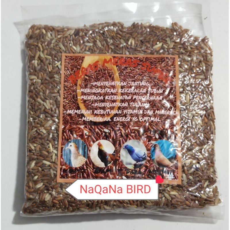 Beras Merah super UB pakan burung dara merpati perkutut