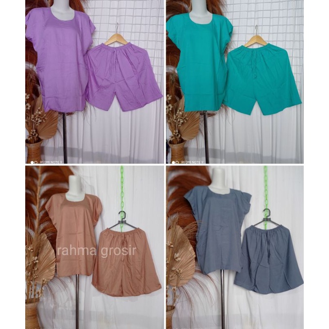 setelan pendek neci polos/baby doll polos