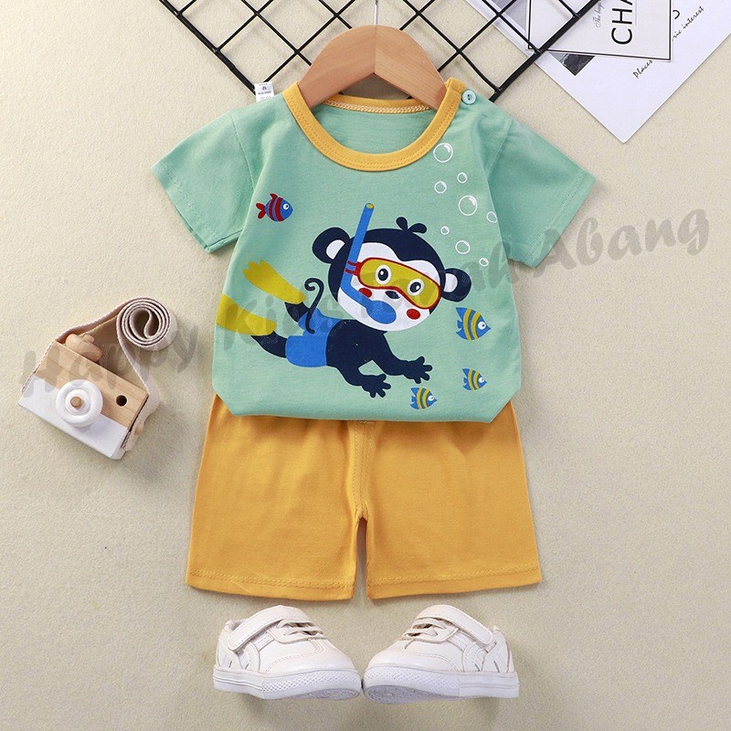 PAKAIAN BAYI LAKI LAKI BAHAN KATUN IMPORT DENGAN KANCING DIBAHU / SETELAN ANAK LAKI LAKI / SET PAKAIAN BAYI LAKI LAKI LUCU / BAJU ANAK LAKI LAKI LUCU / STELAN ANAK IMPORT MURAH