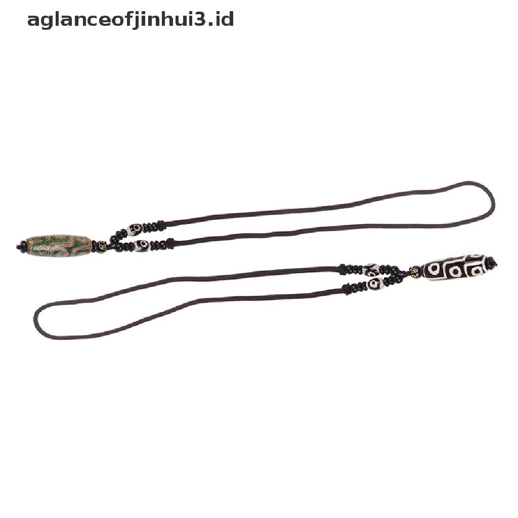 Kalung Choker Dengan Liontin Manik-Manik Bentuk Dzi Tibet Natural