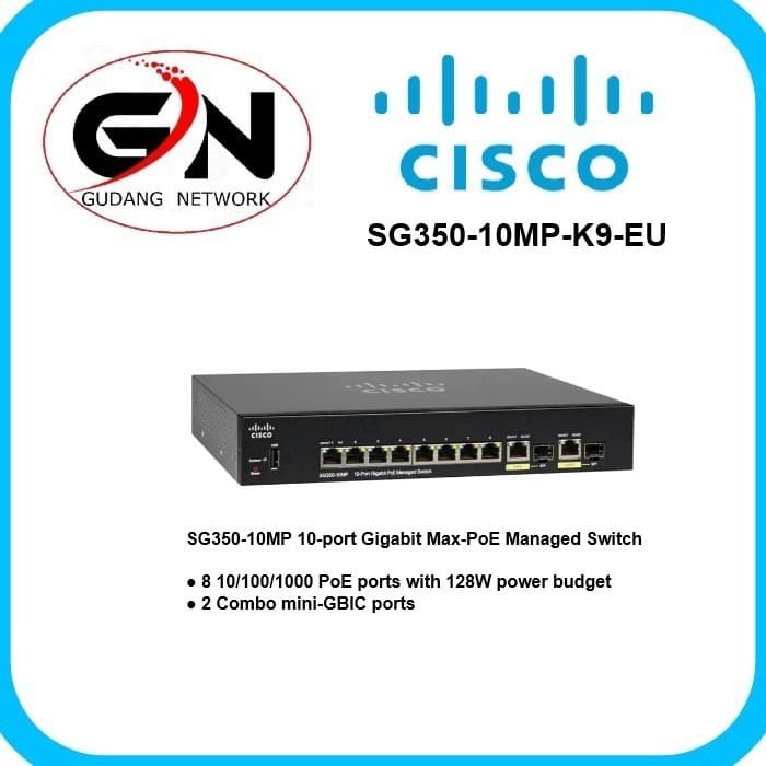 Cisco SG350-10MP-K9-EU SG350-10MP 10-port Gigabit Max-PoE Managed