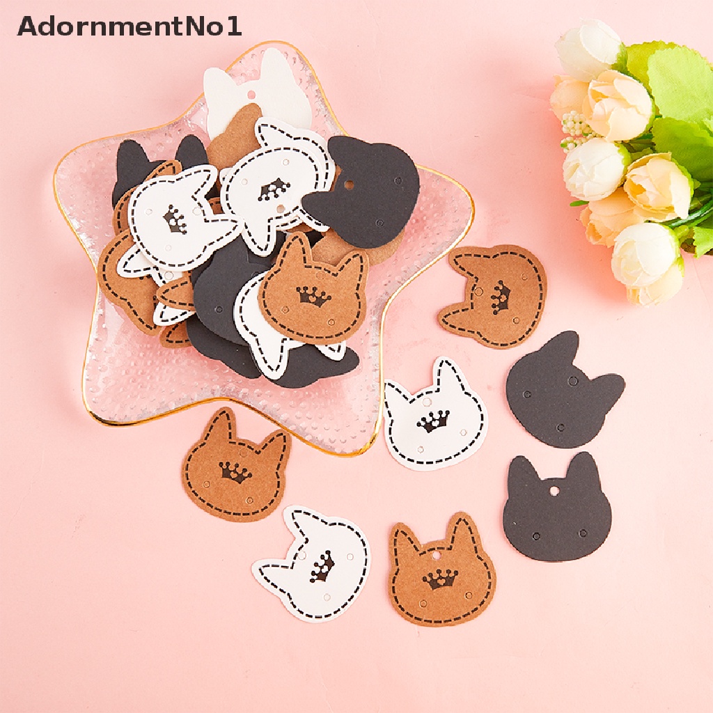 (AdornmentNo1) 100pcs / Set Kartu Tag Harga Motif Kucing Untuk Display Perhiasan