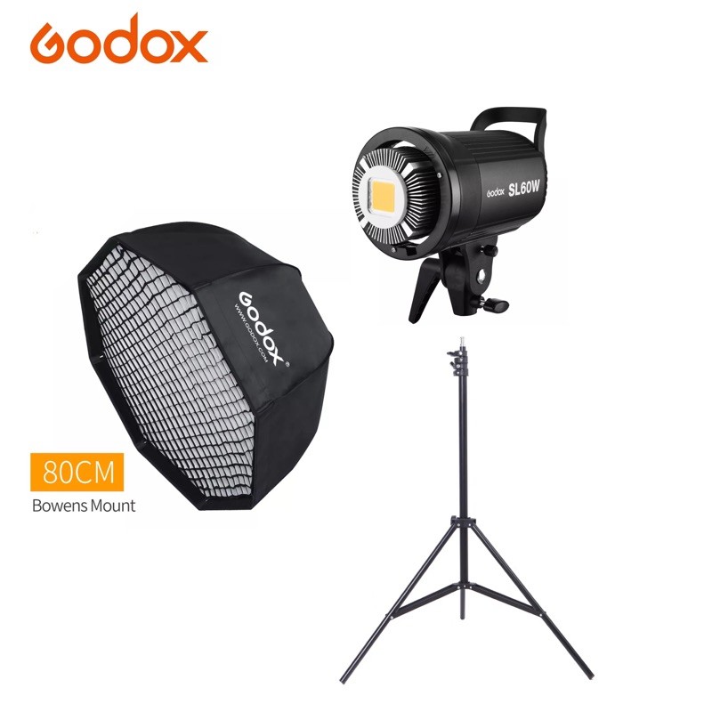 Godox SL-60W Studio Kit with SB-UE 80cm, Barndoor BD-04 & Light Stand