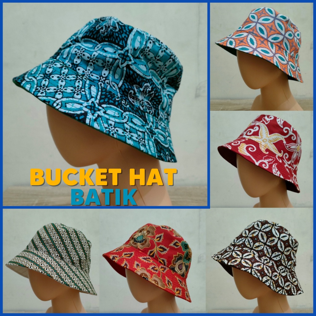 Topi Bucket Hat Korea Topi Batik Bolak Balik Pria & Wanita
