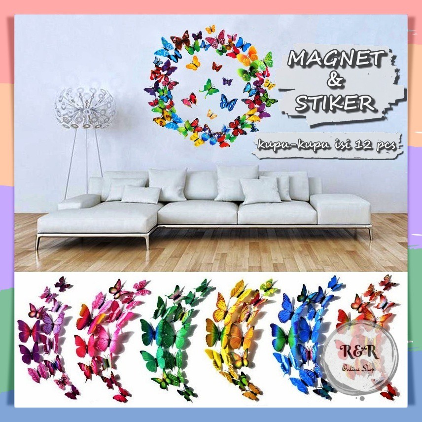 AD150 Tempelan Kulkas Magnet Hiasan Kupu 3D Butterflies AD150 Tempelan Kulkas Magnet Hiasan Kupu 3D Butterflies