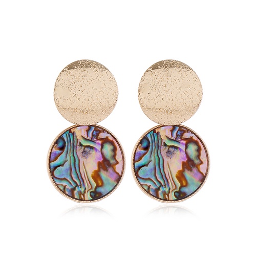 LRC Anting Tusuk Fashion Golden Shell Alloy Earrings A61241