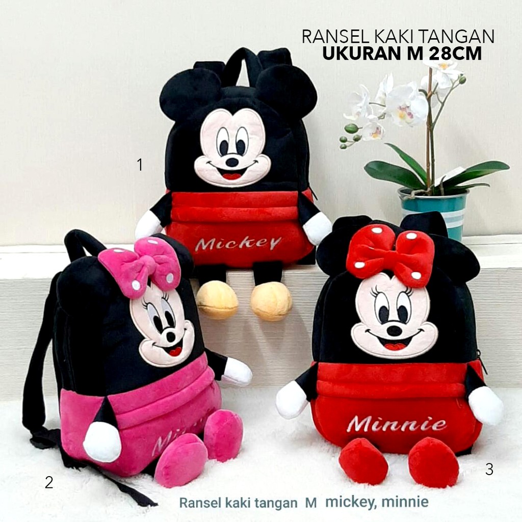 tas ransel boneka paud mickey mouse kaki tangan anak sekolah paud sovenir minnie mouse