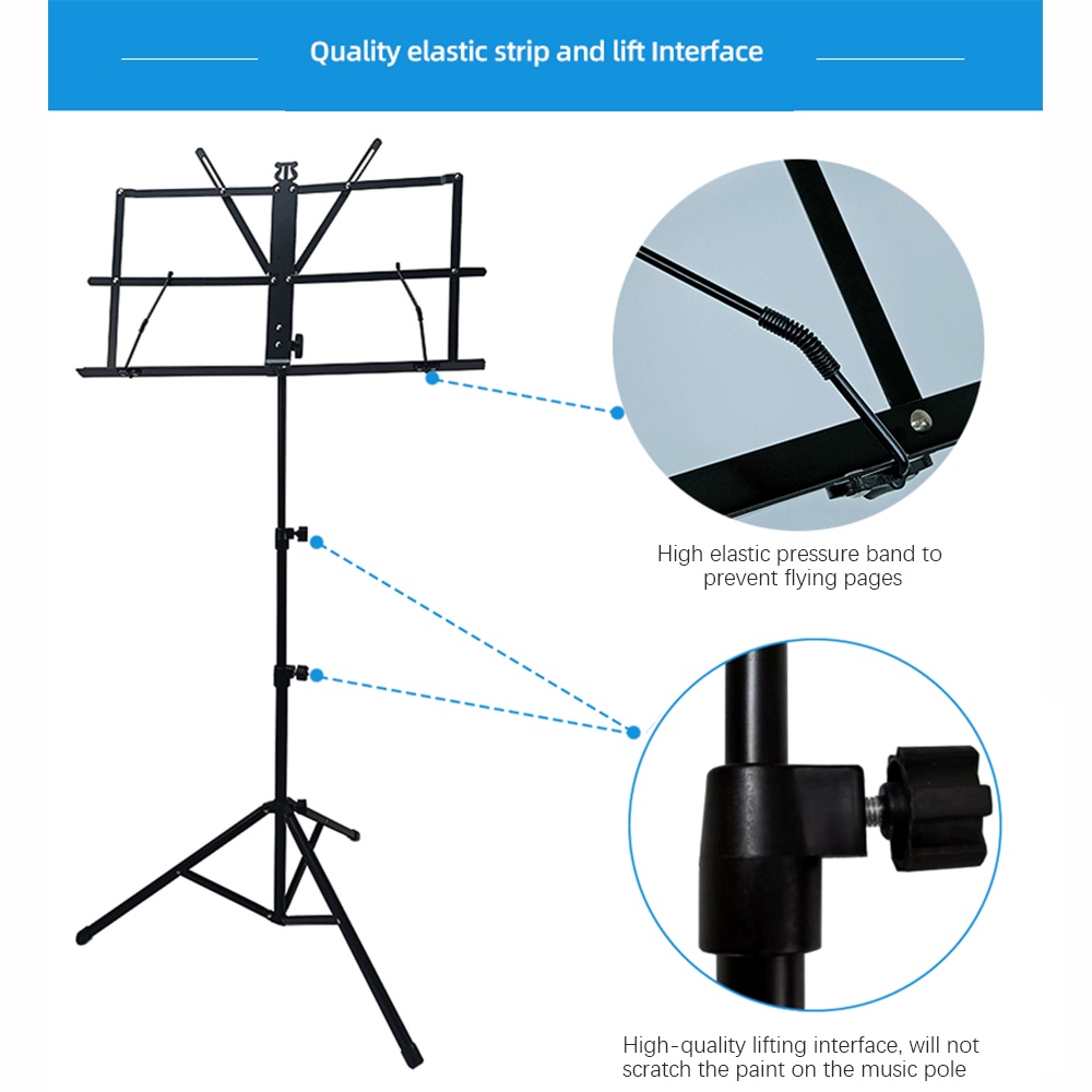 【60-130cm】Tripod Stand Partitur Sheet/Tempat Dudukan Buku Lirik Lagu/Stand Book Musik/Stand Book Tripod